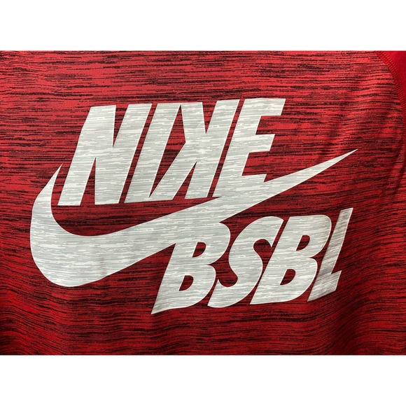 The Nike Tee Dri-Fit 3/4 Sleeve Mens Large Blue BSBL Baseball Swoosh T-Shirt - Picture 5 of 11